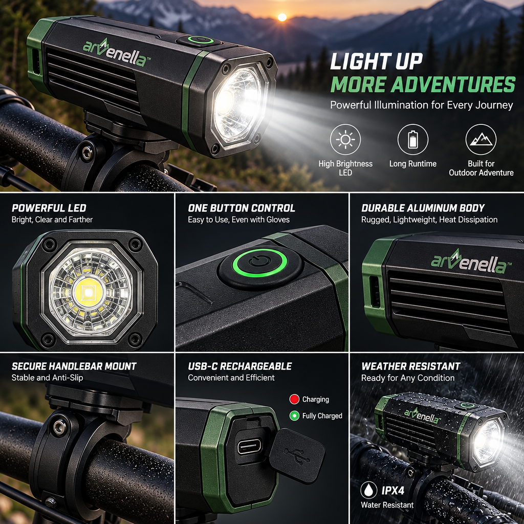 Arvenella™ RidgeBeam Mountain Bike Light